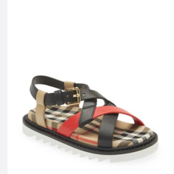 NWT Burberry Jane Checkerboard Sandals ~ Archive Beige ~ Unisex Size 23